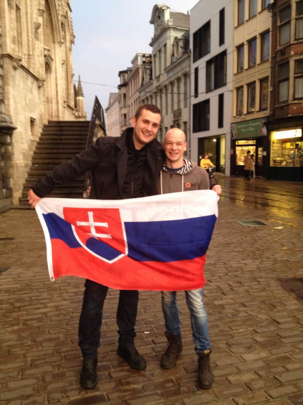 Miroslav Bábik en Jozef Skopec, twee Slovaken in Gent, aan het Belfort, 2014 Miroslav Bábik en Jozef Skopec, twee Slovaken in Gent, aan het Belfort, 2014